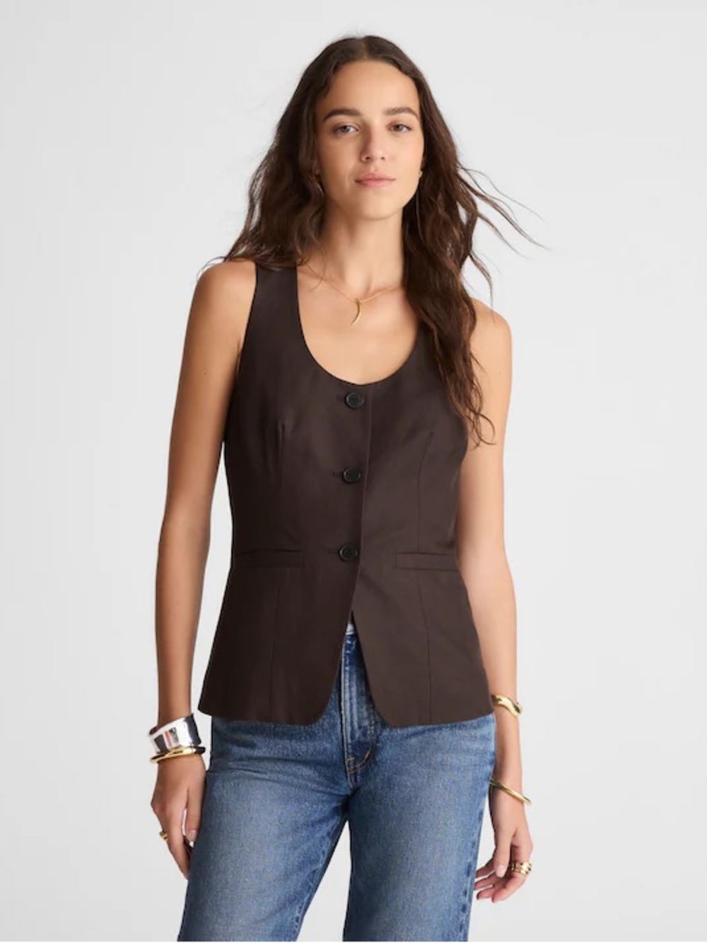 Madewell Scoopneck Cutaway Vest Dark Carob NWT Size 00
